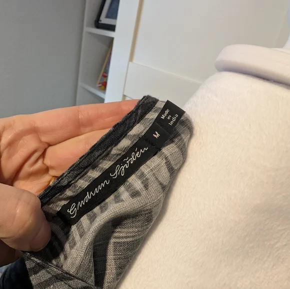 Gudrun Sjoden Sz M Oversized Linen blend Midi Buttondown Patchwork dress - Picture 4 of 5